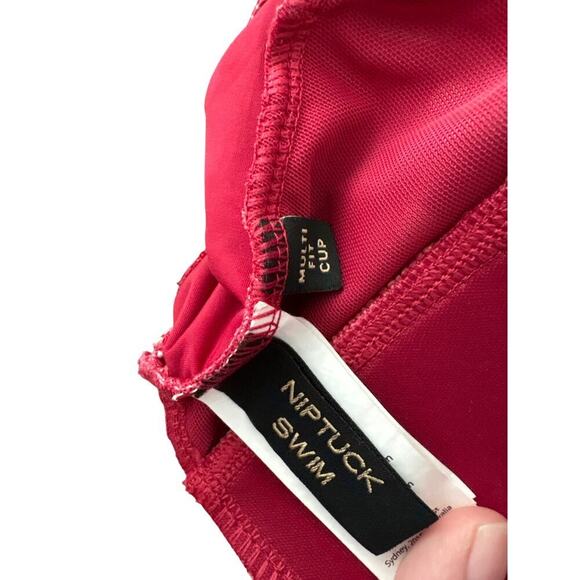 NipTuck Polka Dot Bikini Red Ruched Sz 12 Retro Swim Set (See Flaws) - Picture 3 of 6